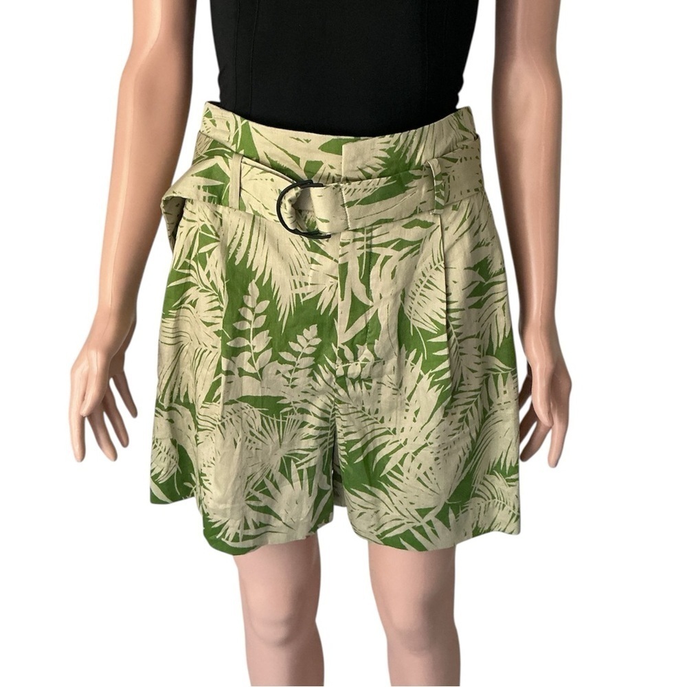 Mango Green and Cream High Waist Shorts